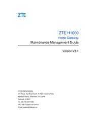 Zte ZXHN H1600 Maintenance Management Manual