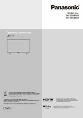 Panasonic TH-43H410K Operating Instructions Manual