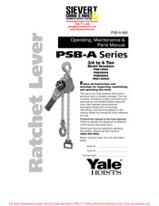 Yale HOISTS PSB3000A Operating, Maintenance & Parts Manual