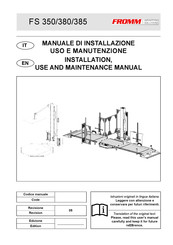 Fromm FS 350 Instructions For Installation, Use And Maintenance Manual
