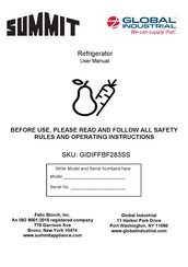 Summit GLOBAL INDUSTRIAL GIDIFFBF283SS User Manual