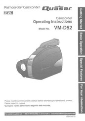 Quasar Palmcorder VM-D52 Operating Instructions Manual
