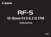 Canon RF-S 10-18mm F4.5-6.3 IS STM Instructions Manual