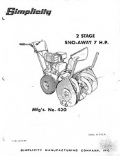 Simplicity Snow-Away 430 Manual