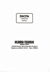 Klark Teknik DN27A Operator's Manual