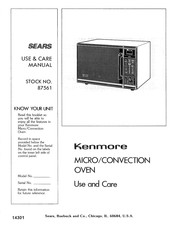 Sears Kenmore 87561 Use & Care Manual