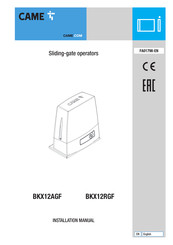 CAME BKX12RGF Installation Manual