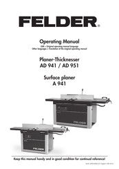 Felder AD 951 Operating Manual