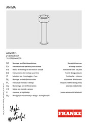 Franke ANIMA ANMX32L Installation And Operating Instructions Manual