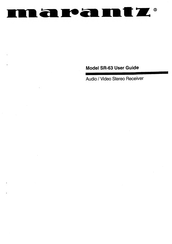 Marantz SR-63 User Manual