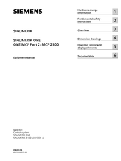 Siemens SINUMERIK ONE MCP 2400 Equipment Manual