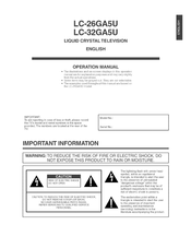 Sharp Aquos LC-32GA5U Operation Manual