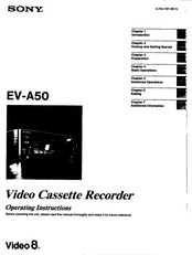 Sony Video 8 EV-A50 Operating Instructions Manual