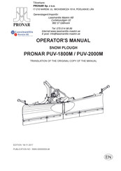 PRONAR PUV-1800M Operator's Manual