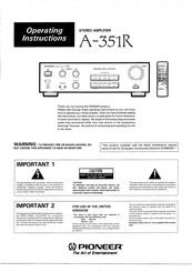 Pioneer A-351R Operating Instructions Manual