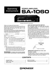 Pioneer SA-1060 Operating Instructions Manual