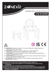 ZONE KIZ 316-010V80 Manual