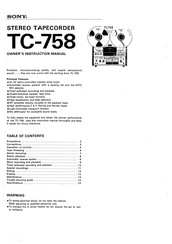 Sony TC-758 Owner's Instruction Manual