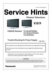 Panasonic VIERA 50 Series Service Hints
