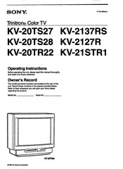 Sony KV-20TS27 Operating Instructions Manual