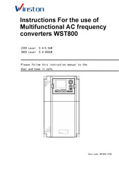 Winston WST800 Instructions For The Use