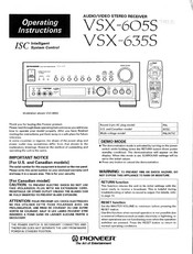 Pioneer VSX-635S Operating Instructions Manual