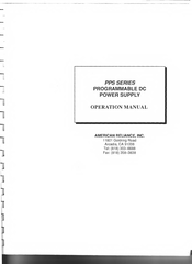 American Reliance PPS-2322 Operation Manual