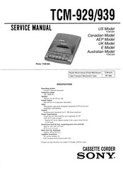 Sony Pressman TCM-929 Service Manual