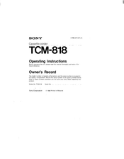 Sony TCM-818 Operating Instructions Manual