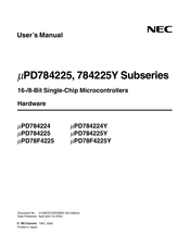 Nec mPD784225 Series User Manual