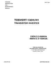 Toshiba TOSVERT-130H1 Instruction And Maintenance Manual