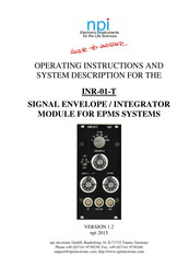 NPI INR-01-T Operating Instructions And System Description
