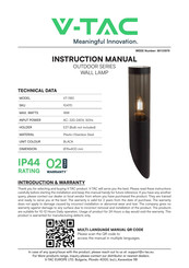 V-Tac OUTDOOR Series Instruction Manual