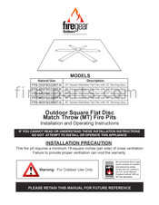 Skytech firegear FPB-46SFBS36MT-N Installation And Operating Instructions Manual