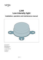 ORGA L240 Installation, Operation And Maintenance Manual