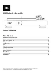 JBL TT350 Classic Owner's Manual