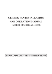 Kendal Lighting Triax AC-22352 Installation And Operation Manual