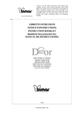 Bimar Deor DA15 Instruction Booklet
