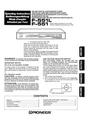 Pioneer F-55171 Operating Instructions Manual