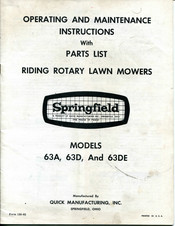 Springfield 63A Operating And Maintenance Instructions Manual
