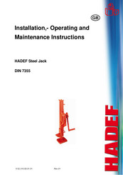 HADEF DIN 7355 Installation, Operating And Maintenance Instructions