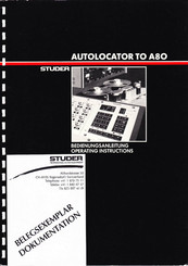 Studer TO A80 Operating Instructions Manual