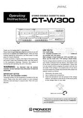 Pioneer CT-W300 Operating Instructions Manual