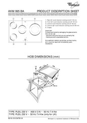 Whirlpool AKM 995 BA Product Description Sheet