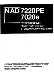 NAD 7220PE 7020e Instructions For Installation And Operation Manual
