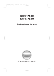 KitchenAid KHPF 7510 Instructions For Use Manual