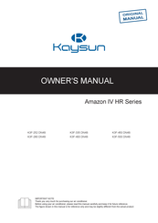 Kaysun Amazon IV HR K3F-252 DN4S Owner's Manual