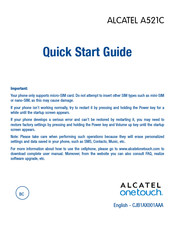 Alcatel onetouch A521C Quick Start Manual