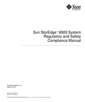 Sun Microsystems StorEdge 6920 System Regulatory And Safety Information Manual