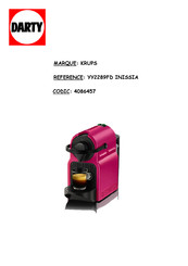 Krups NESPRESSO YY2289FD INISSIA Manual